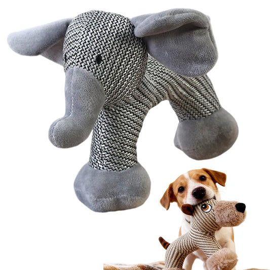 Dog Interactive Toys for Aggressive Chewers, Dog Toys, Strudy Linen Fabric, Robust Indestructible Dog Stuffed Toy for Small Medium Dogs (Elephant)