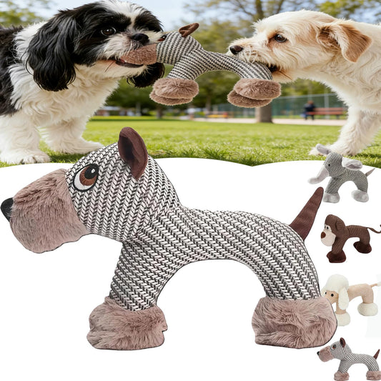 Linen Safari Companions & Chomp Champ Dog Toy, Squeaky Dog Chew Toys, Textured Linen Weave That Turns Frantic Chewing into Focused Calm, Squeaky Dog Chew Toys (Dog)