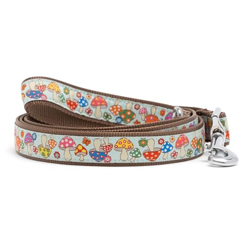 Stylish & Fashionable Mushrooms Dog Leash, Nylon Webbing, 5 Ft Length, Mint, Large