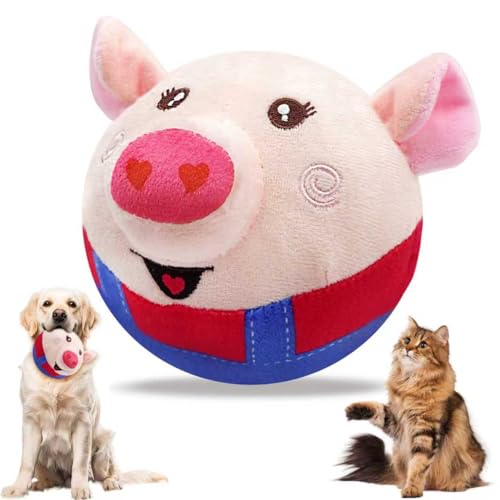 Interactive Dog Toys, Squeaky Dog Toys with Jumping Wiggling, Rechargeable Chew Dog Toy for Small/Medium/Large Dogs to Keep Them Busy