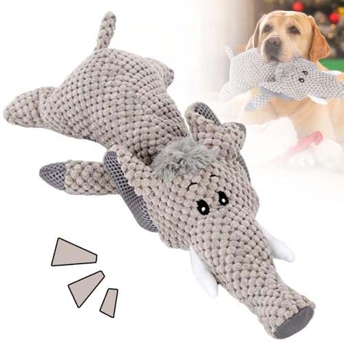 Dog Plush Toys for Aggressive Chewers, Dog Toys Indestructible Dog Puppy Squeaky Chew Toys, 2026 Interactive Dog Toys for Heavy Chewers Durable Chew Toys Dog Plush Toy (Grey)