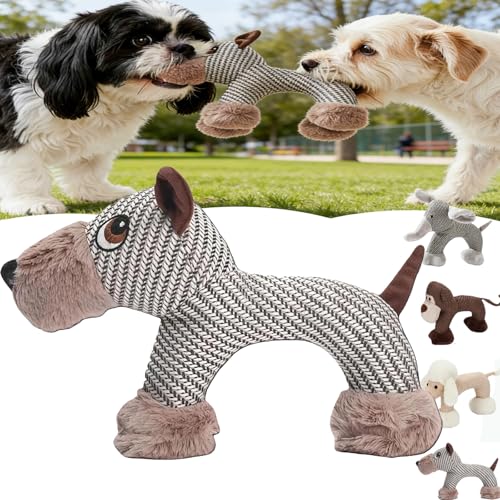 Linen Safari Companions & Chomp Champ Dog Toy, Squeaky Dog Chew Toys, Textured Linen Weave That Turns Frantic Chewing into Focused Calm, Squeaky Dog Chew Toys (Dog)