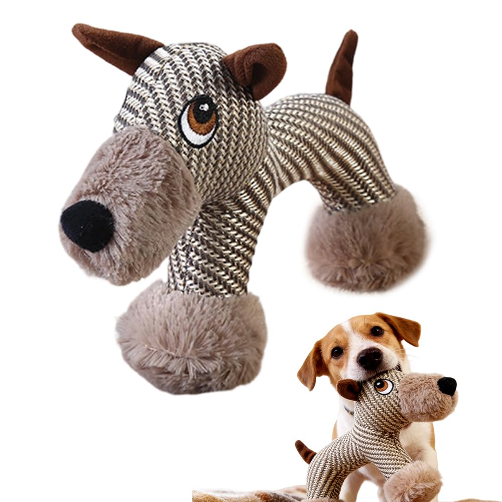 Dog Interactive Toys for Aggressive Chewers, Dog Toys, Strudy Linen Fabric, Robust Indestructible Dog Stuffed Toy for Small Medium Dogs (Elephant)