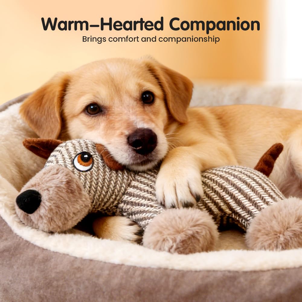 Dog Interactive Toys for Aggressive Chewers, Dog Toys, Strudy Linen Fabric, Robust Indestructible Dog Stuffed Toy for Small Medium Dogs (Elephant)