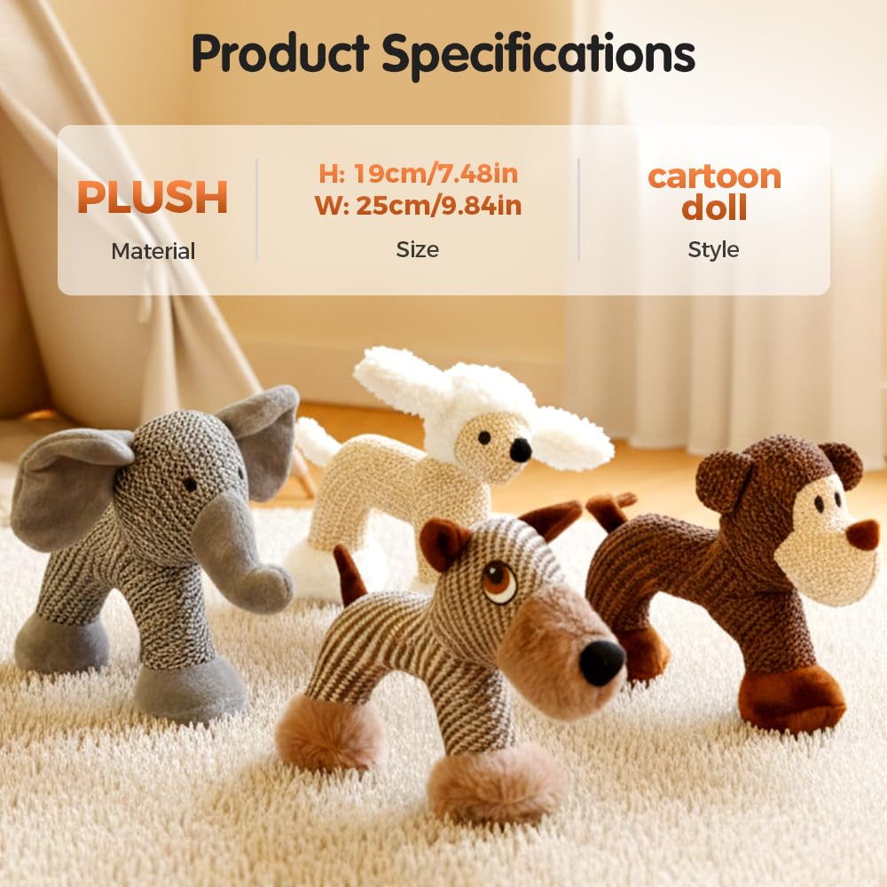 Dog Interactive Toys for Aggressive Chewers, Dog Toys, Strudy Linen Fabric, Robust Indestructible Dog Stuffed Toy for Small Medium Dogs (Elephant)