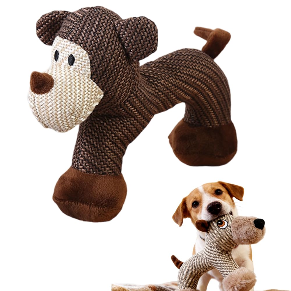 Dog Interactive Toys for Aggressive Chewers, Dog Toys, Strudy Linen Fabric, Robust Indestructible Dog Stuffed Toy for Small Medium Dogs (Elephant)
