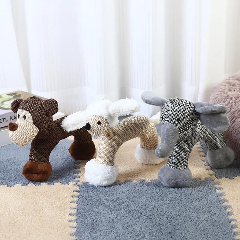 Linen Safari Companions & Chomp Champ Dog Toy, Squeaky Dog Chew Toys, Textured Linen Weave That Turns Frantic Chewing into Focused Calm, Squeaky Dog Chew Toys (Dog)