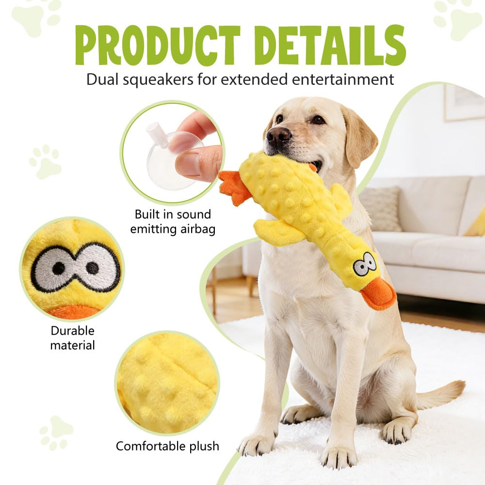 Dog Toys for Aggressive Chewers, 2026 New Duck Dog Toys Indestructible Dog Toy for Boredom Relief, Dog Squeak Toys for Small Medium Large Dogs (Blue)
