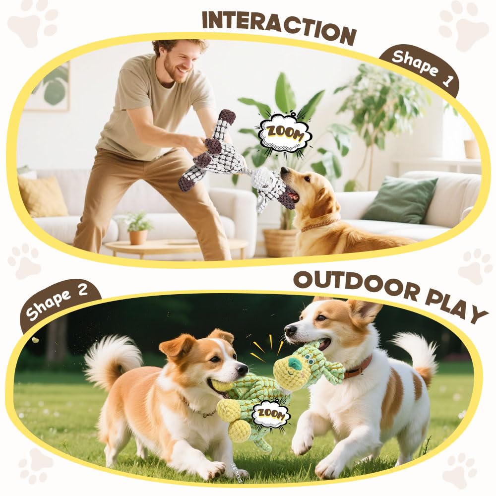 Durable Dog Stuffed Toys for Aggressive Chewers, 2026 New Indestructible Dog Toy, Squeaky Plush Dog Toys, Interactive Squeaky Chew Teething Toys (Green)