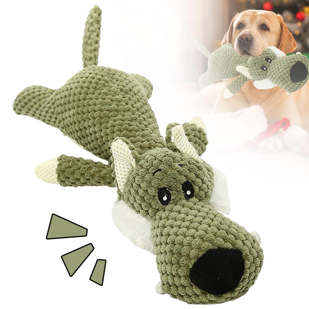 Dog Plush Toys for Aggressive Chewers, Dog Toys Indestructible Dog Puppy Squeaky Chew Toys, 2026 Interactive Dog Toys for Heavy Chewers Durable Chew Toys Dog Plush Toy (Grey)