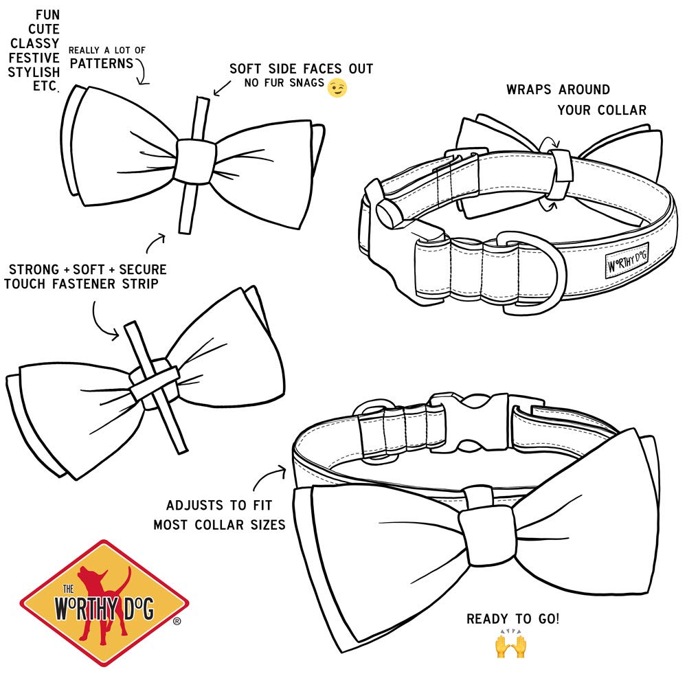 Pet Bow Tie for Dogs & Cats – Soft Printed Polyester Collar Bow Tie with Touch Fastener, Attaches to Any Collar - Narwhals Pattern, LiteBlue, Small