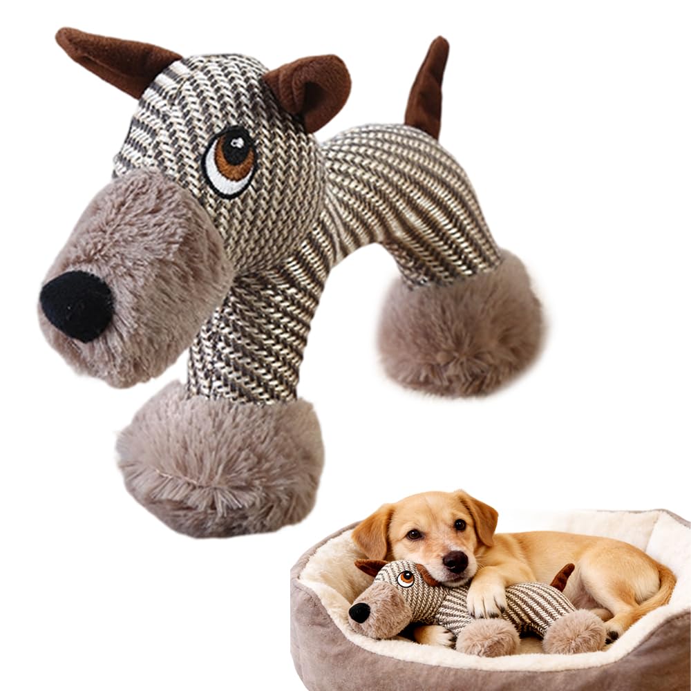 Dog Interactive Toys for Aggressive Chewers, Dog Toys, Strudy Linen Fabric, Robust Indestructible Dog Stuffed Toy for Small Medium Dogs (Elephant)