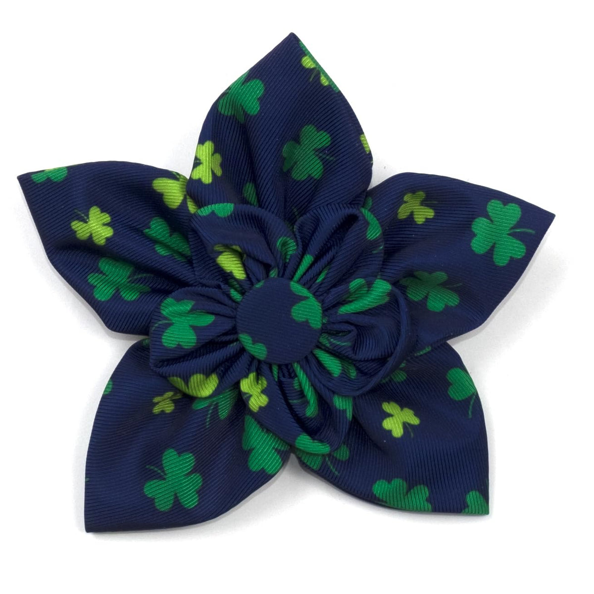 Flower Collar Attachment for Dogs & Cats – Soft Printed Polyester, Touch Fastener, Attaches to Any Collar - Sunflowers Pattern, Blue, Large