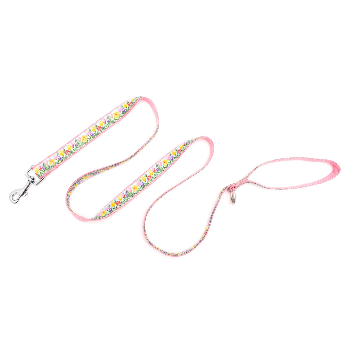 Fashionable Jelly Beans Leash for Dogs, Woven Ribbon, Solid Nickel Plated D-Ring, Blue, Small