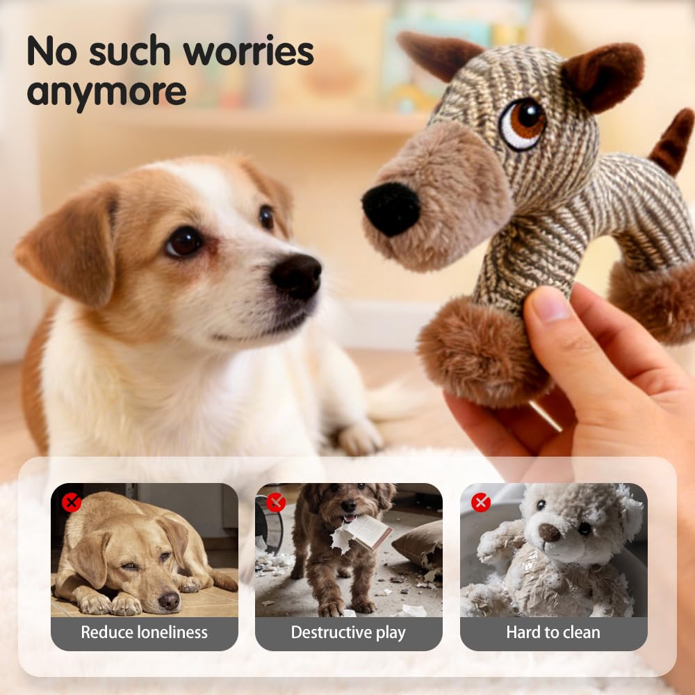 Dog Interactive Toys for Aggressive Chewers, Dog Toys, Strudy Linen Fabric, Robust Indestructible Dog Stuffed Toy for Small Medium Dogs (Elephant)