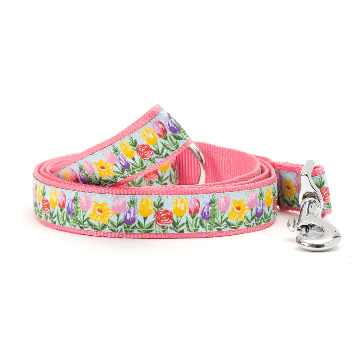 Fashionable Jelly Beans Leash for Dogs, Woven Ribbon, Solid Nickel Plated D-Ring, Blue, Small