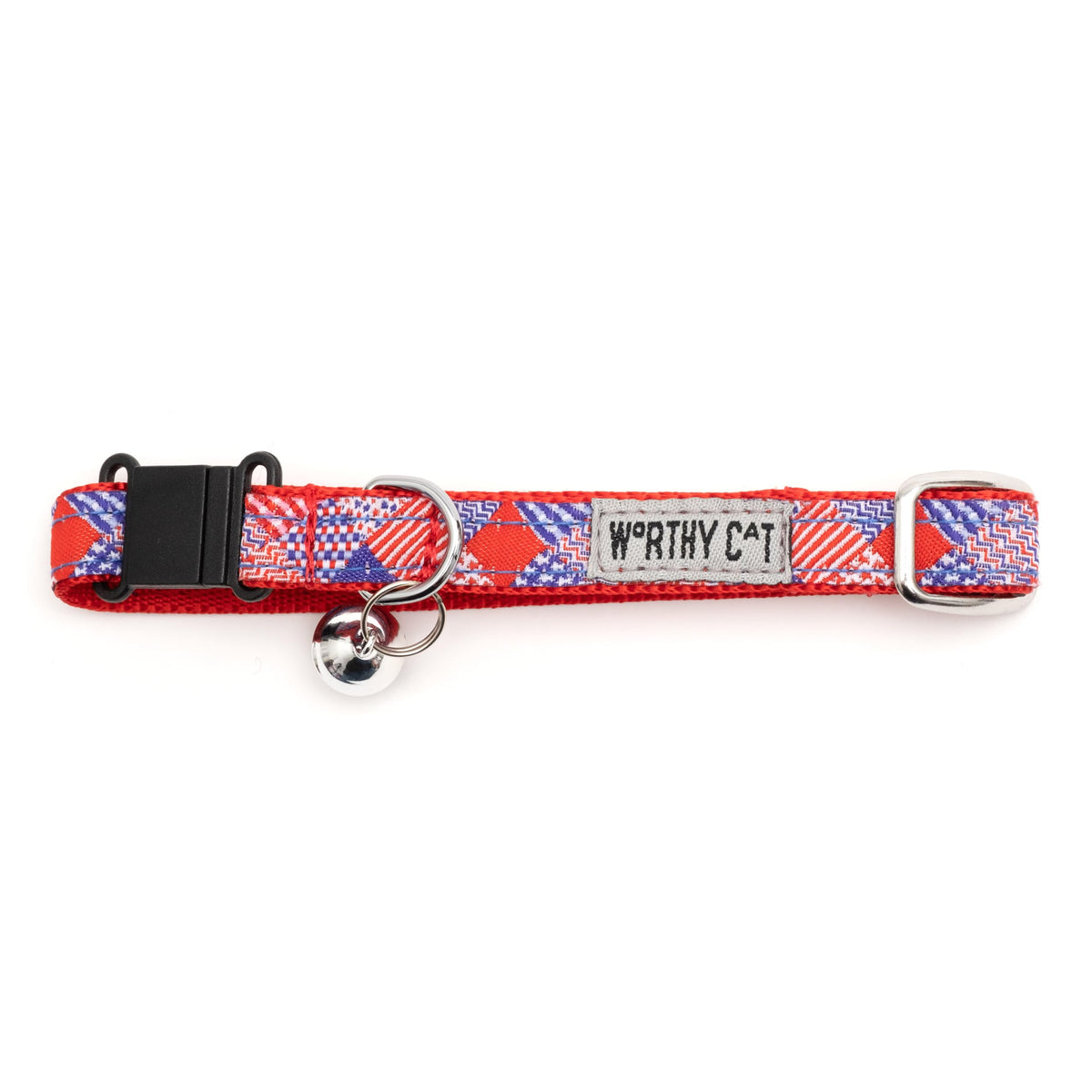 Breakaway Snap Cat Collar with Bell, Adjustable Nylon Safety Collar, Jelly Beans Patterned, Blue, One Size