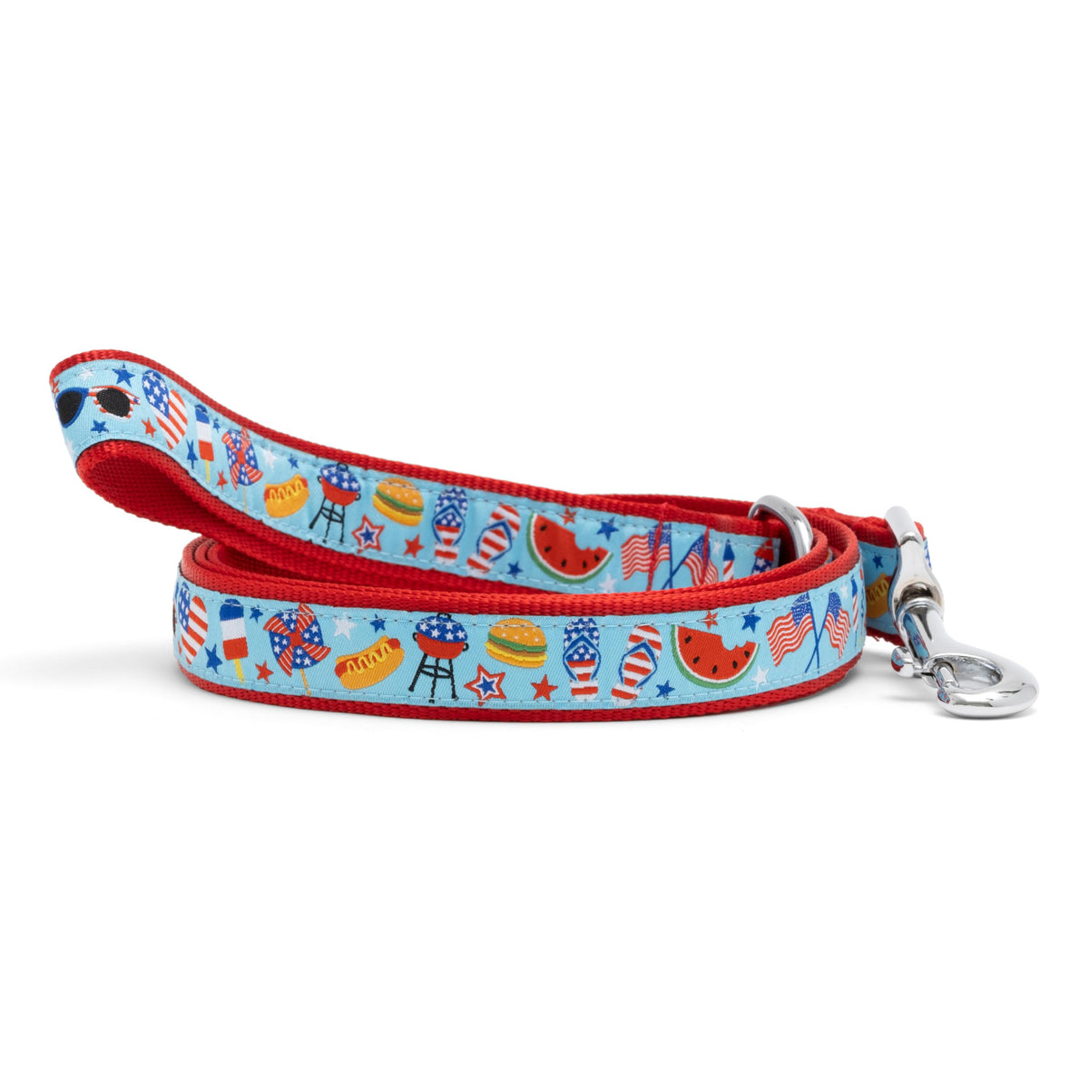 Fashionable Jelly Beans Leash for Dogs, Woven Ribbon, Solid Nickel Plated D-Ring, Blue, Small