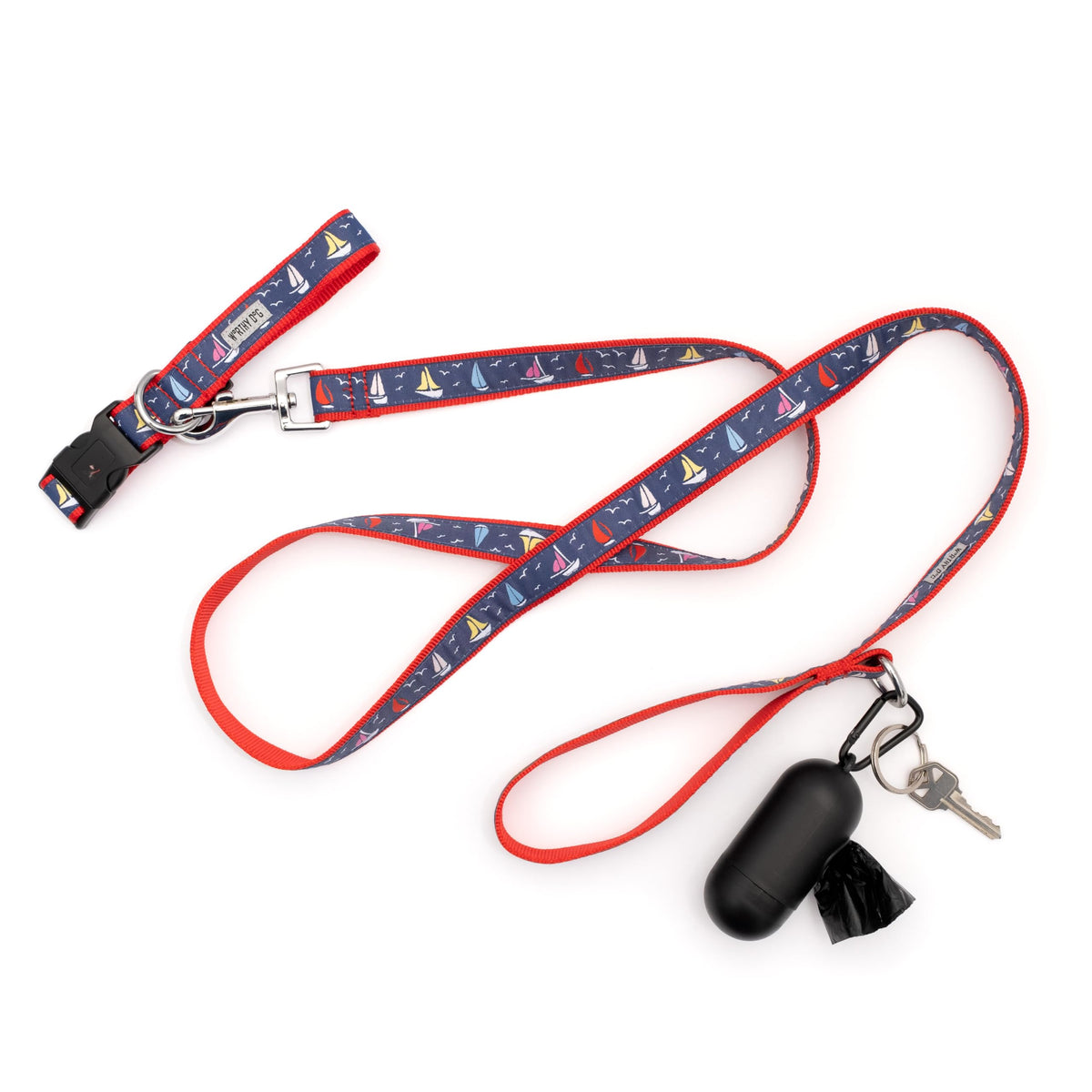 Fashionable Jelly Beans Leash for Dogs, Woven Ribbon, Solid Nickel Plated D-Ring, Blue, Small