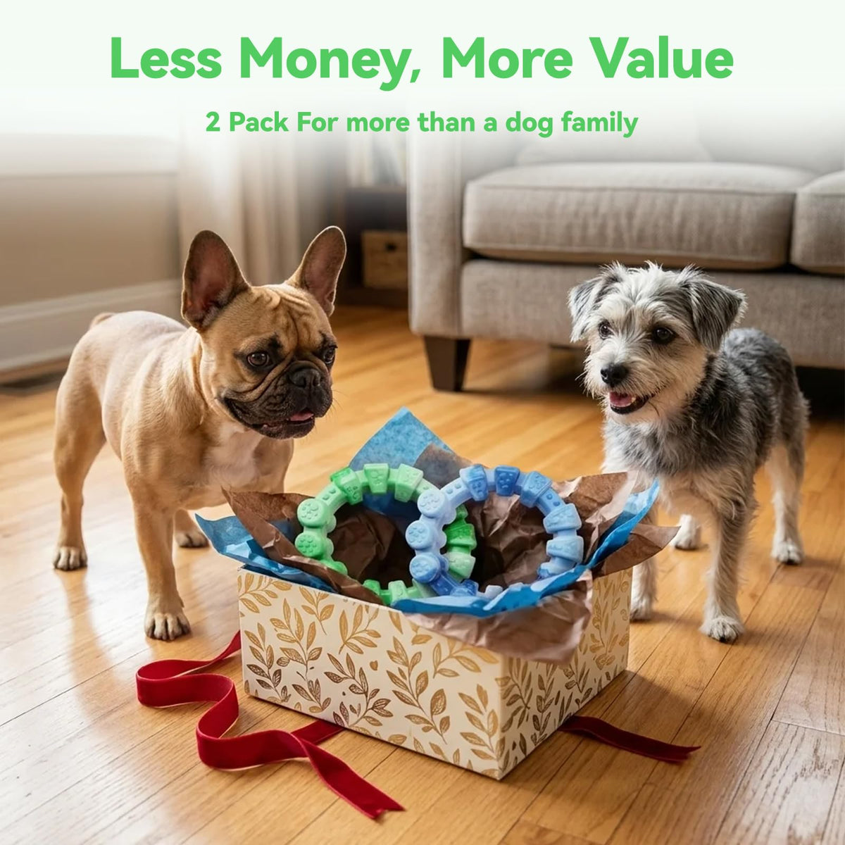 Tough Dog Toys for Aggressive Chewers 2 Pack, Indestructible Dog Toy for Large Dogs, Durable Chew Dog's Toys to Keep Them Busy, Bacon Flavored, Interactive Ring Dogs Toy