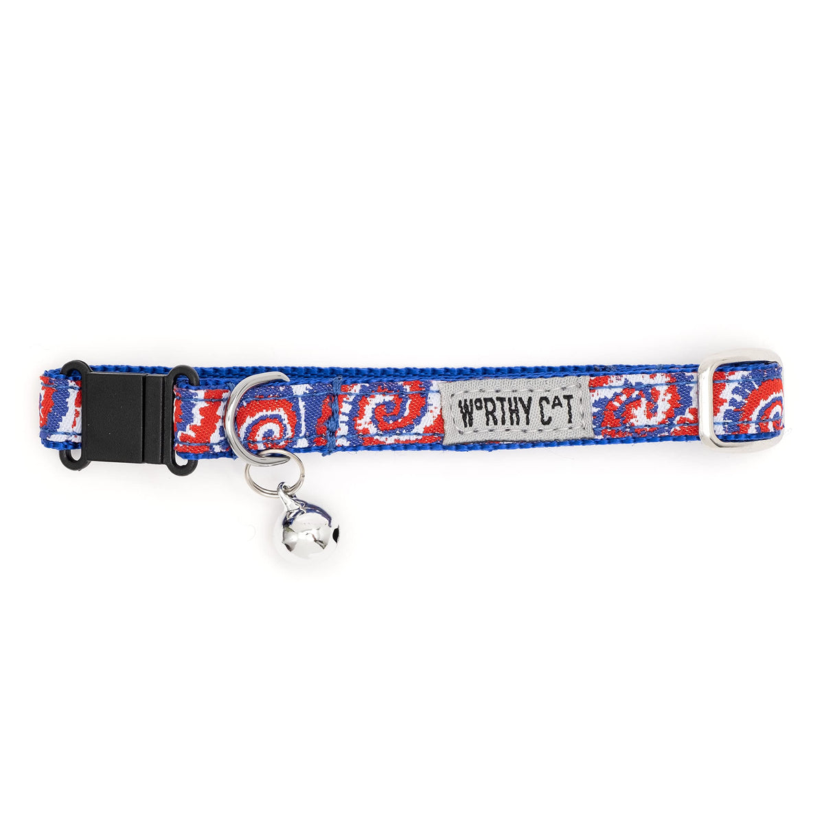 Breakaway Snap Cat Collar with Bell, Adjustable Nylon Safety Collar, Jelly Beans Patterned, Blue, One Size