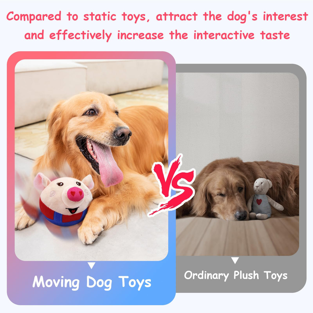 Interactive Dog Toys, Squeaky Dog Toys with Jumping Wiggling, Rechargeable Chew Dog Toy for Small/Medium/Large Dogs to Keep Them Busy
