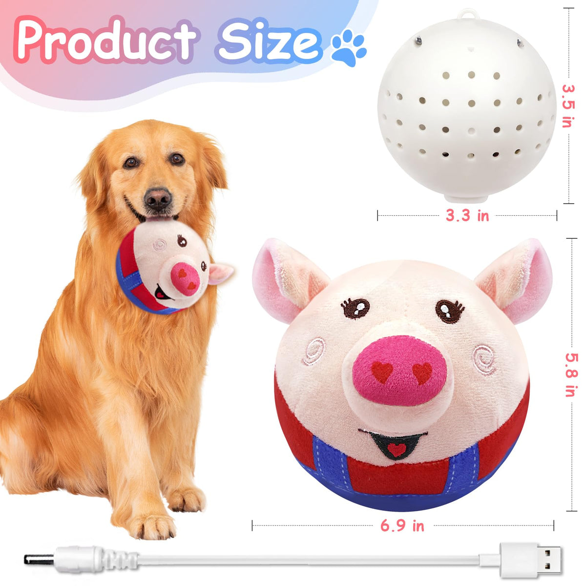 Interactive Dog Toys, Squeaky Dog Toys with Jumping Wiggling, Rechargeable Chew Dog Toy for Small/Medium/Large Dogs to Keep Them Busy