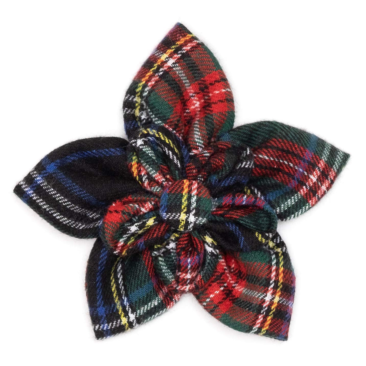 Flower Collar Attachment for Dogs & Cats – Soft Printed Polyester, Touch Fastener, Attaches to Any Collar - Sunflowers Pattern, Blue, Large