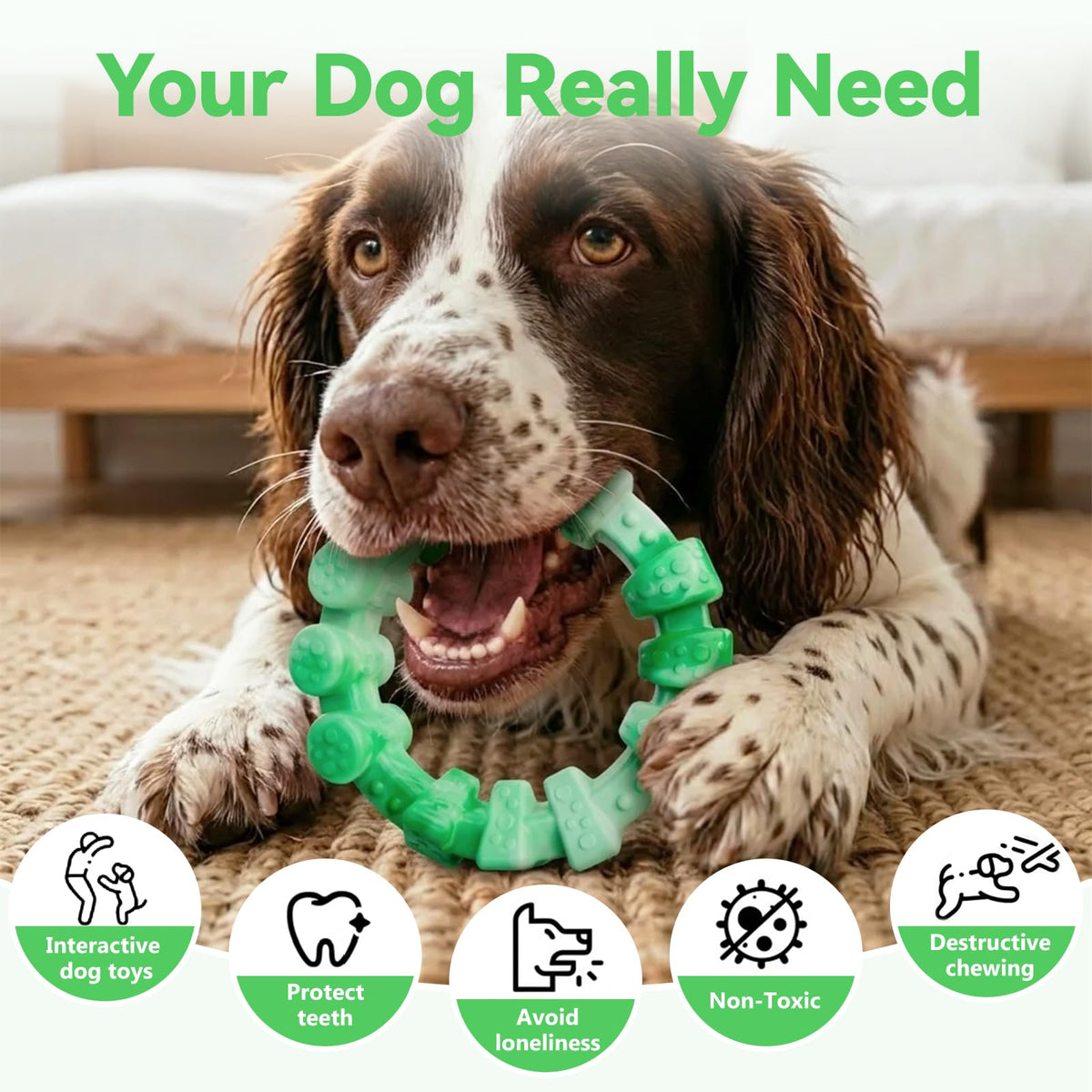 Tough Dog Toys for Aggressive Chewers 2 Pack, Indestructible Dog Toy for Large Dogs, Durable Chew Dog's Toys to Keep Them Busy, Bacon Flavored, Interactive Ring Dogs Toy