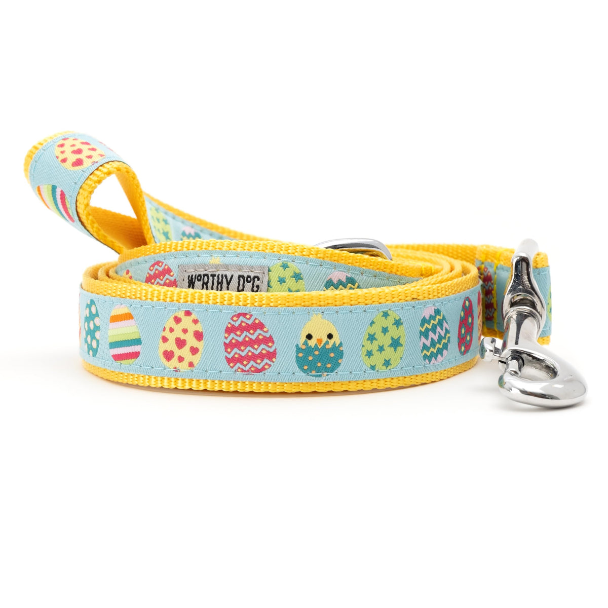 Fashionable Jelly Beans Leash for Dogs, Woven Ribbon, Solid Nickel Plated D-Ring, Blue, Small