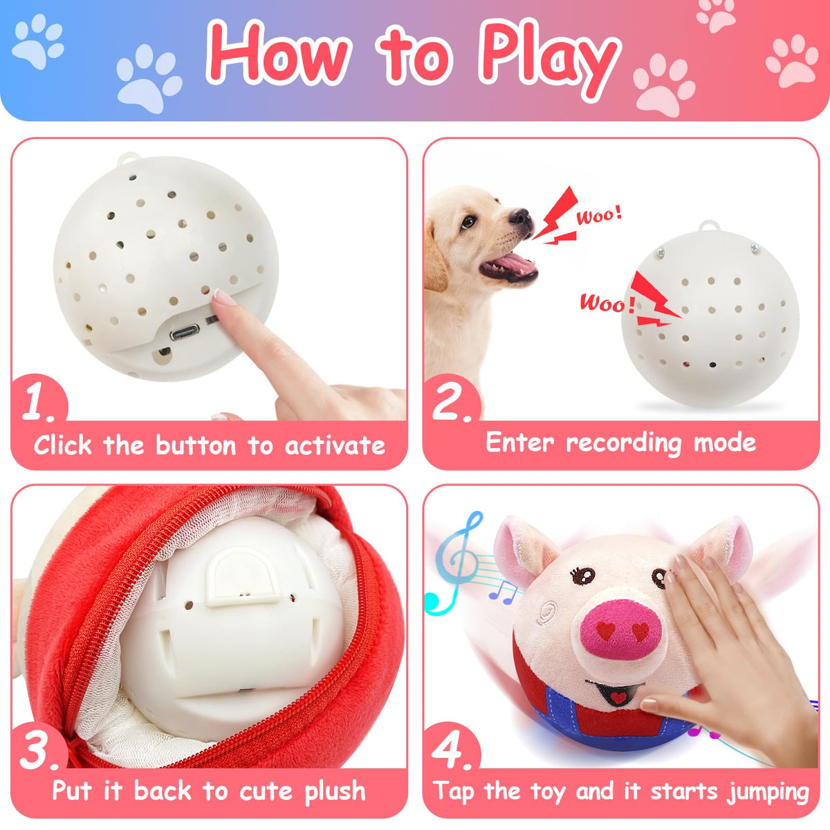 Interactive Dog Toys, Squeaky Dog Toys with Jumping Wiggling, Rechargeable Chew Dog Toy for Small/Medium/Large Dogs to Keep Them Busy