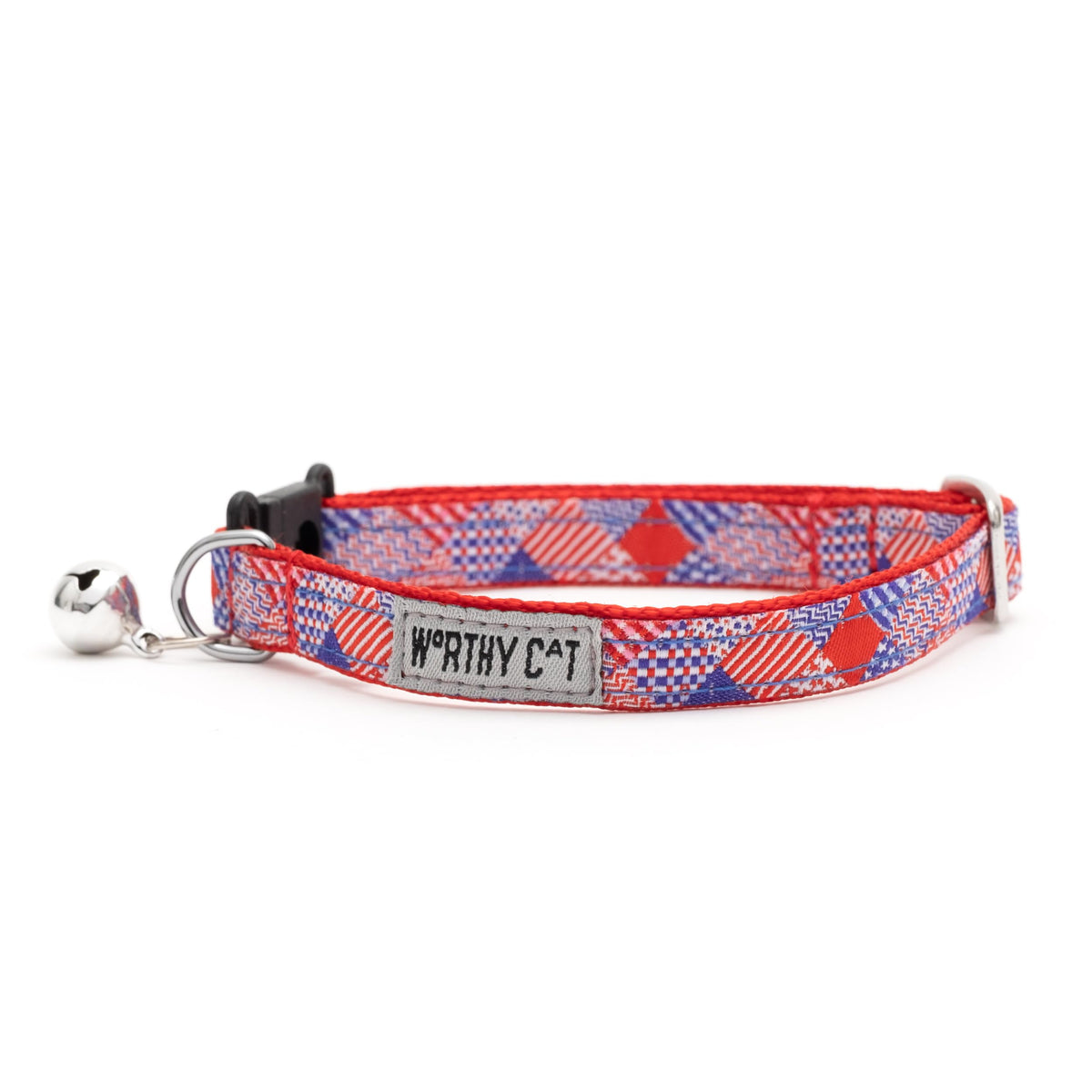 Breakaway Snap Cat Collar with Bell, Adjustable Nylon Safety Collar, Jelly Beans Patterned, Blue, One Size