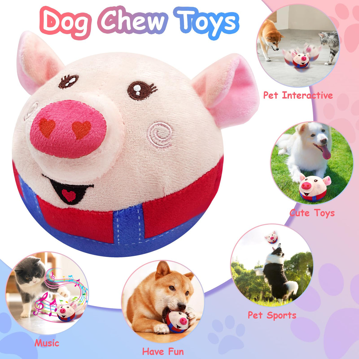 Interactive Dog Toys, Squeaky Dog Toys with Jumping Wiggling, Rechargeable Chew Dog Toy for Small/Medium/Large Dogs to Keep Them Busy