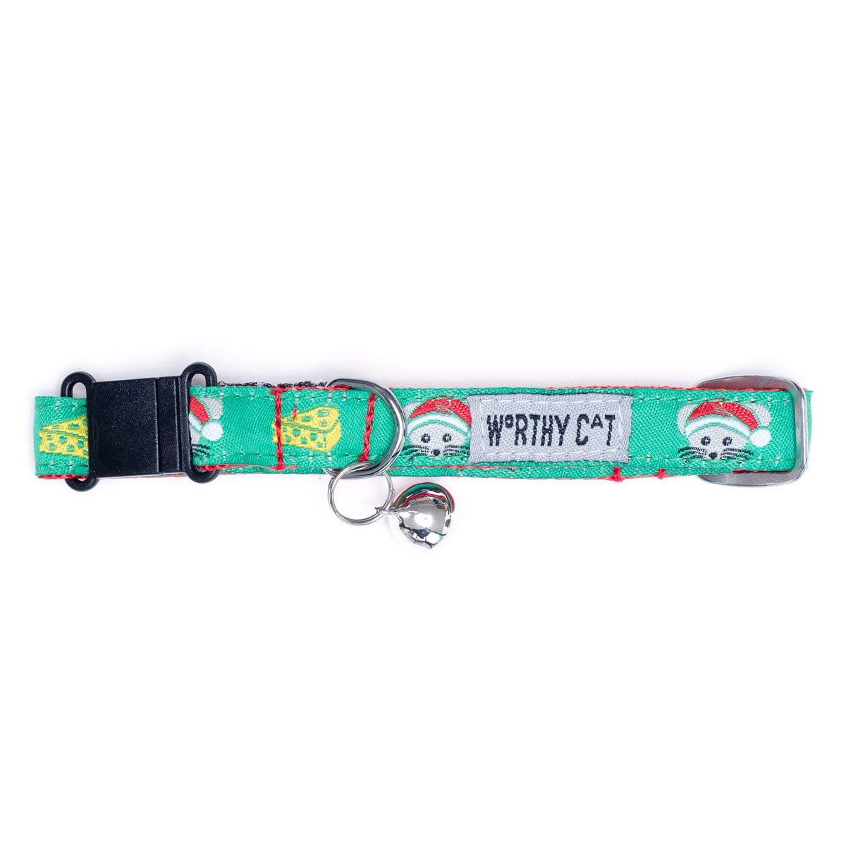 Breakaway Snap Cat Collar with Bell, Adjustable Nylon Safety Collar, Jelly Beans Patterned, Blue, One Size