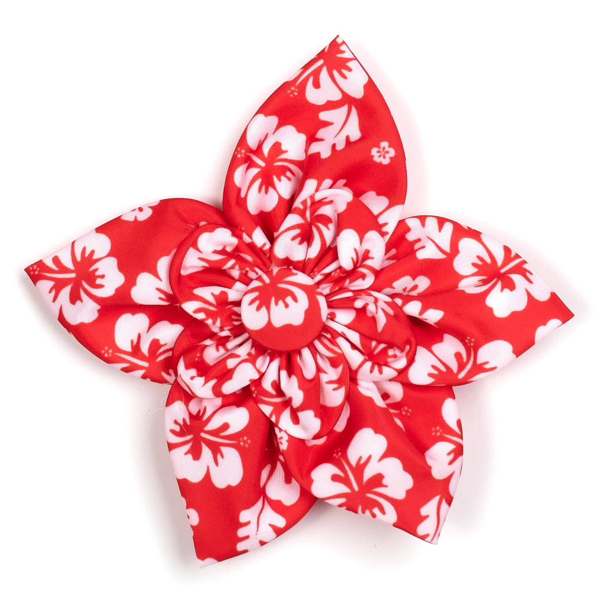Flower Collar Attachment for Dogs & Cats – Soft Printed Polyester, Touch Fastener, Attaches to Any Collar - Sunflowers Pattern, Blue, Large