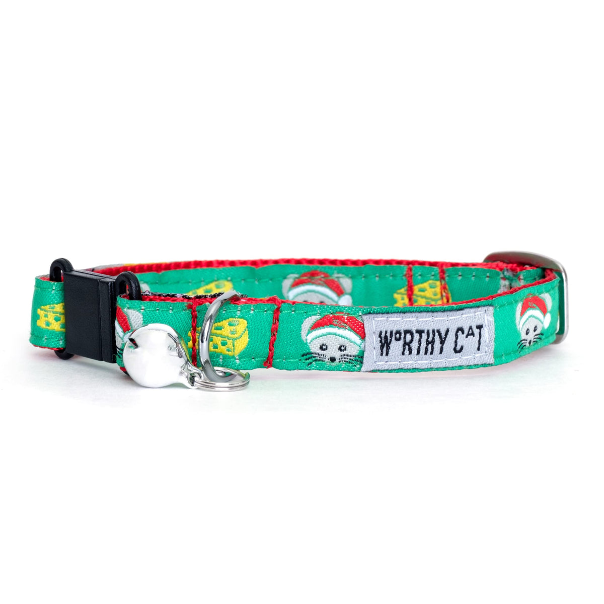 Breakaway Snap Cat Collar with Bell, Adjustable Nylon Safety Collar, Jelly Beans Patterned, Blue, One Size