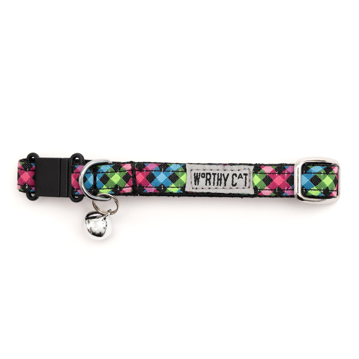 Breakaway Snap Cat Collar with Bell, Adjustable Nylon Safety Collar, Jelly Beans Patterned, Blue, One Size