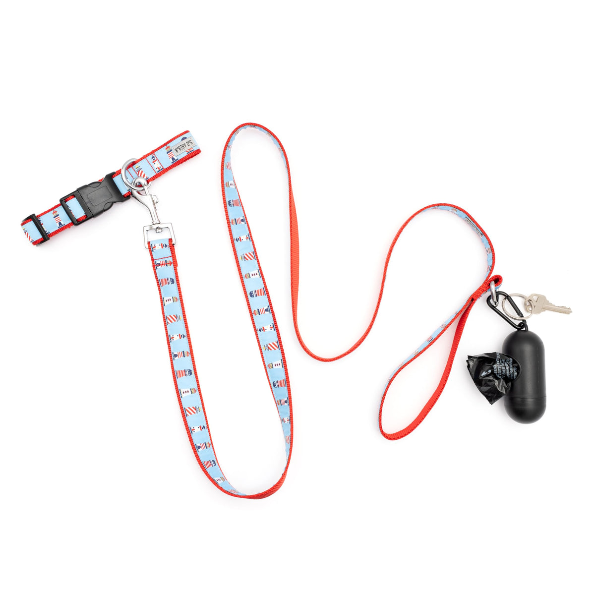 Fashionable Jelly Beans Leash for Dogs, Woven Ribbon, Solid Nickel Plated D-Ring, Blue, Small
