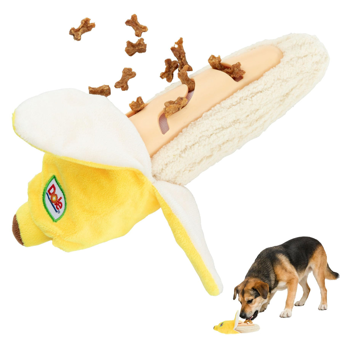 Dog Puzzle Toy with Squeaker, Banana Snuffle Dog Treat Toy for Small and Medium Dogs, Dog Enrichment Toys