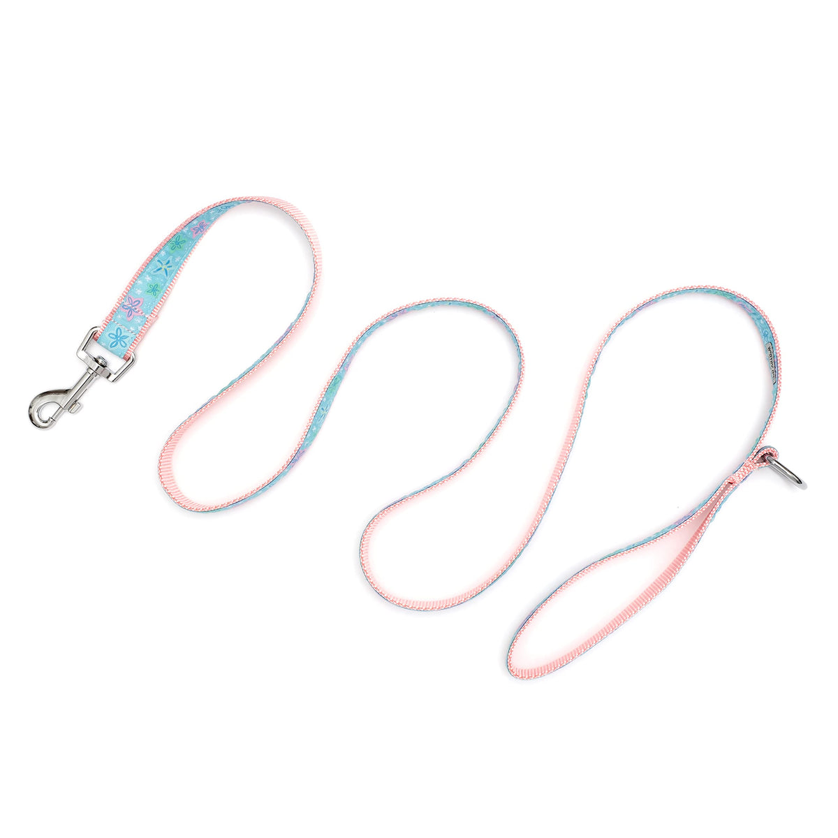 Fashionable Jelly Beans Leash for Dogs, Woven Ribbon, Solid Nickel Plated D-Ring, Blue, Small