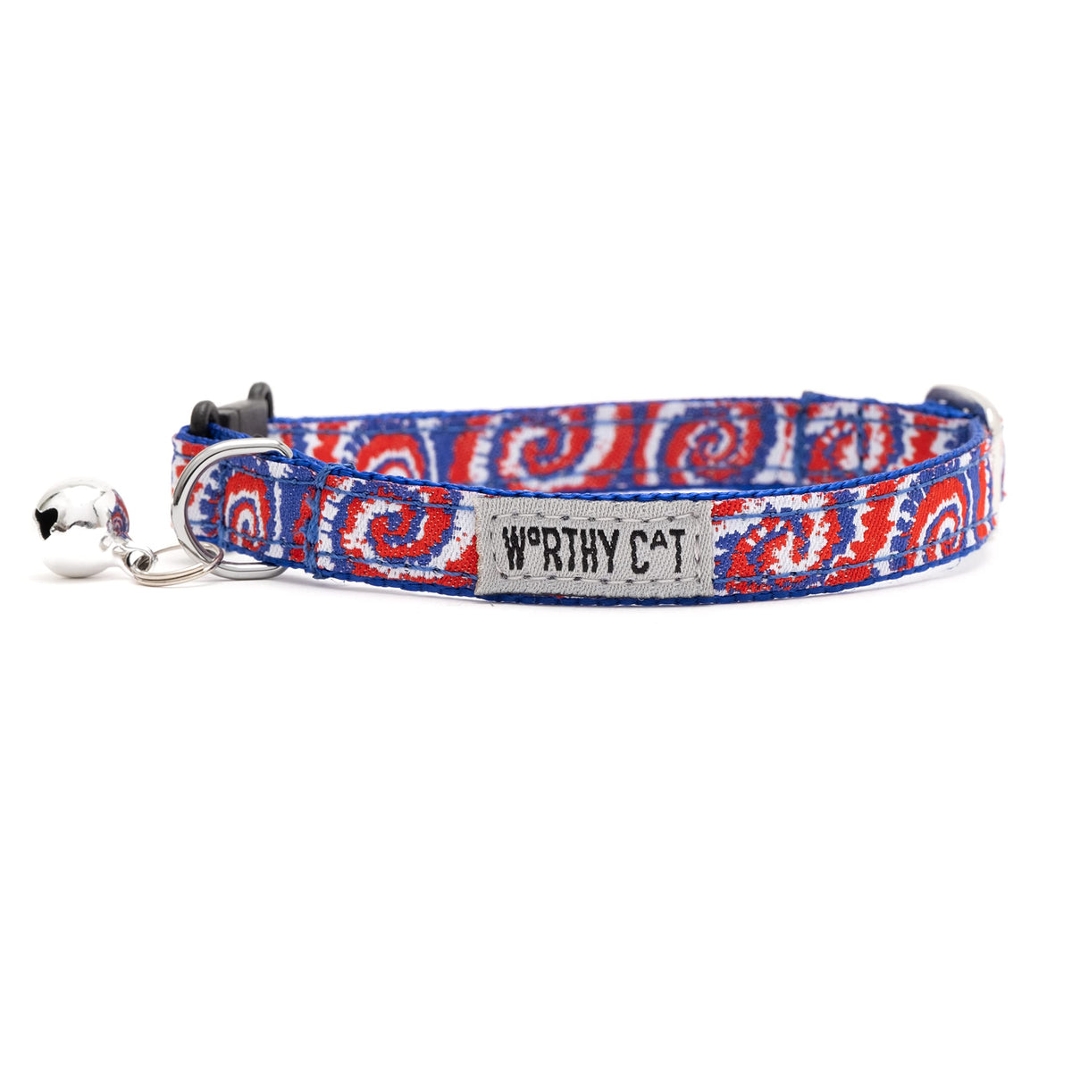 Breakaway Snap Cat Collar with Bell, Adjustable Nylon Safety Collar, Jelly Beans Patterned, Blue, One Size
