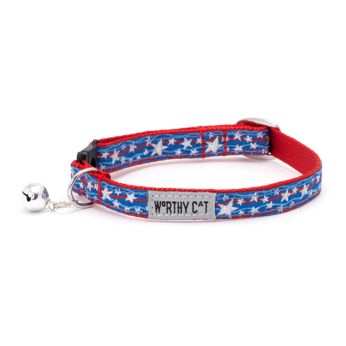 Breakaway Snap Cat Collar with Bell, Adjustable Nylon Safety Collar, Jelly Beans Patterned, Blue, One Size