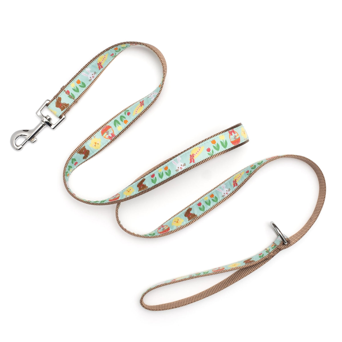 Fashionable Jelly Beans Leash for Dogs, Woven Ribbon, Solid Nickel Plated D-Ring, Blue, Small