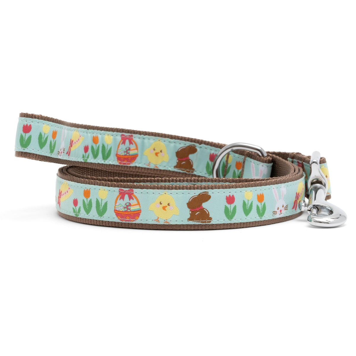 Fashionable Jelly Beans Leash for Dogs, Woven Ribbon, Solid Nickel Plated D-Ring, Blue, Small