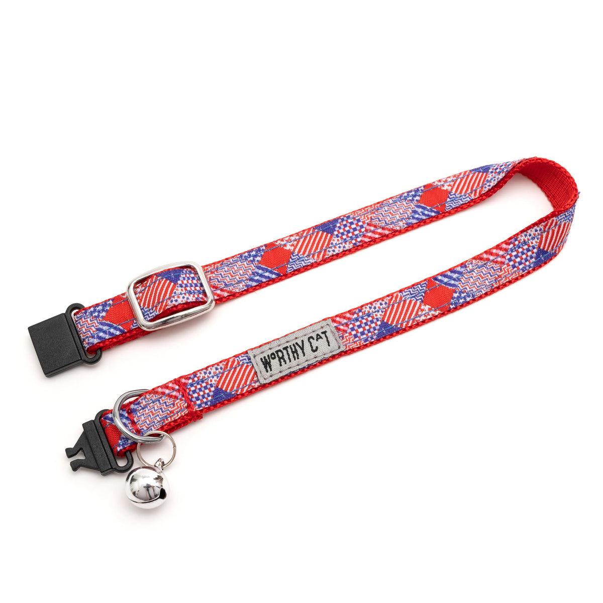 Breakaway Snap Cat Collar with Bell, Adjustable Nylon Safety Collar, Jelly Beans Patterned, Blue, One Size