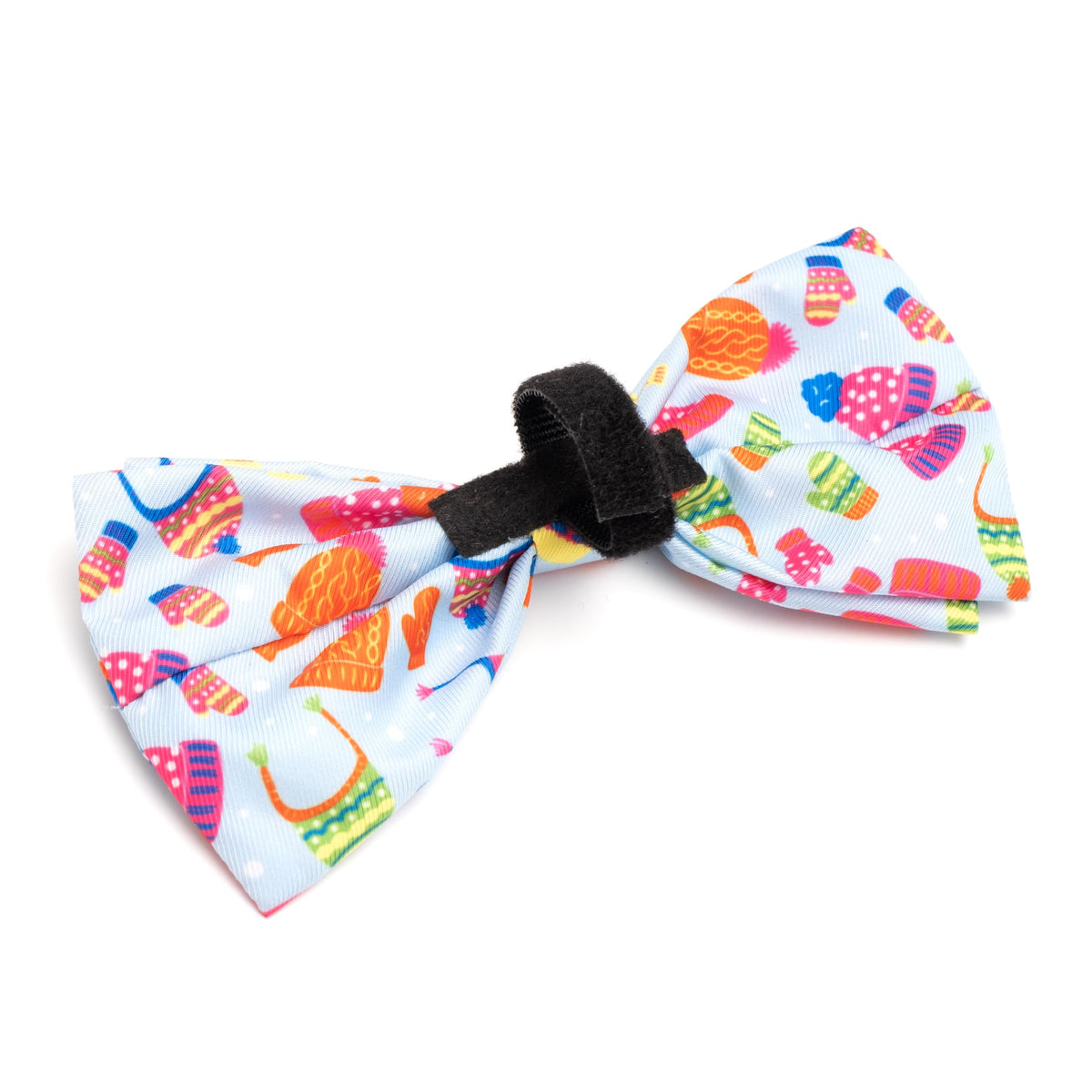 Pet Bow Tie for Dogs & Cats – Soft Printed Polyester Collar Bow Tie with Touch Fastener, Attaches to Any Collar - Narwhals Pattern, LiteBlue, Small