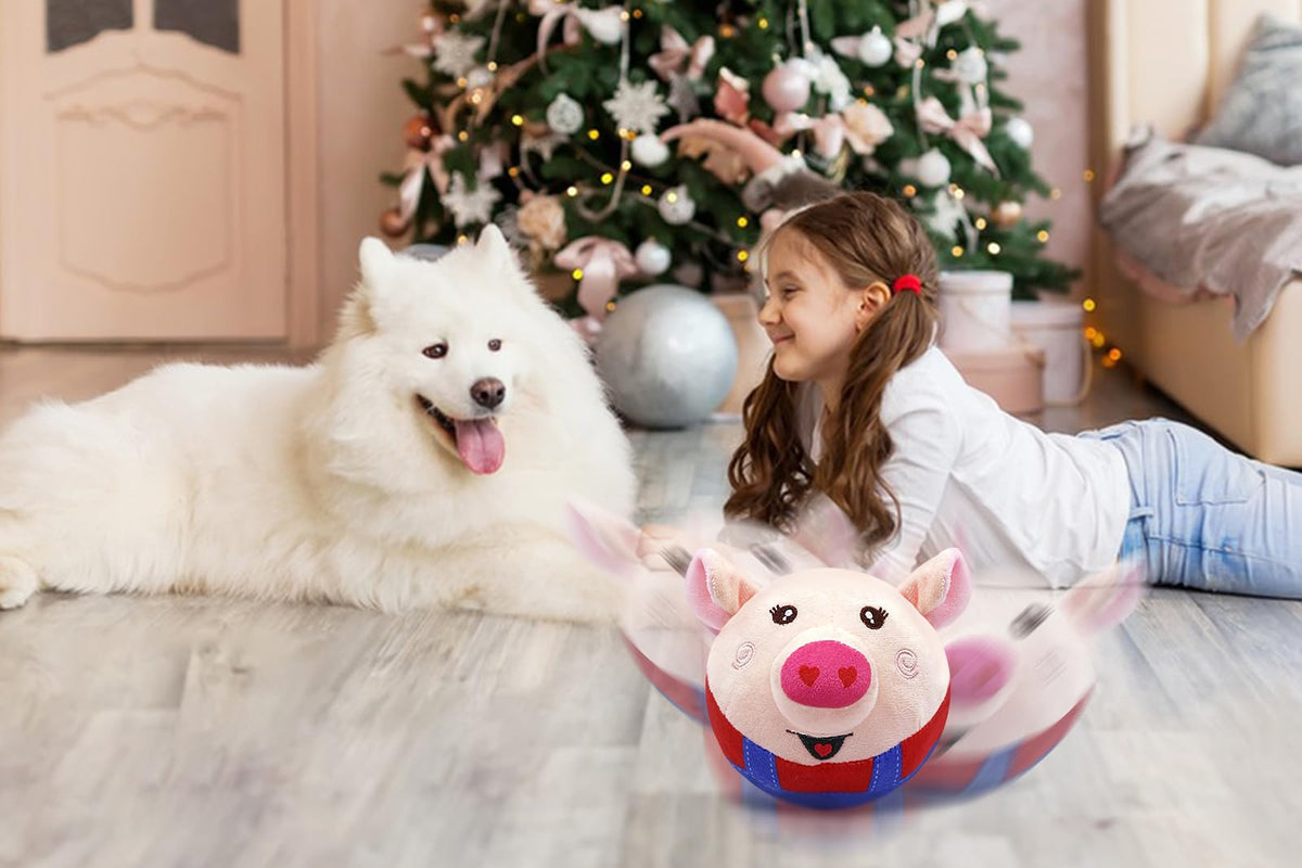 Interactive Dog Toys, Squeaky Dog Toys with Jumping Wiggling, Rechargeable Chew Dog Toy for Small/Medium/Large Dogs to Keep Them Busy