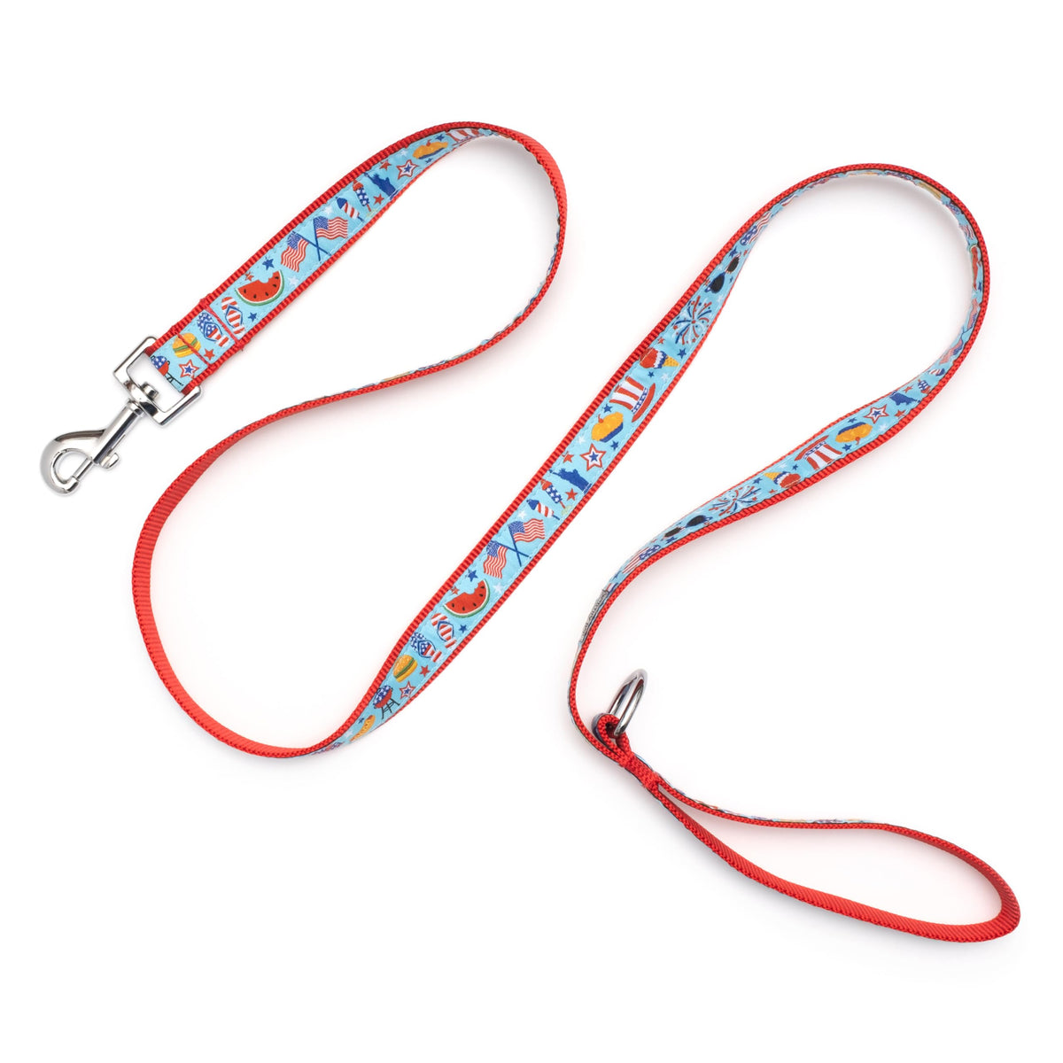 Fashionable Jelly Beans Leash for Dogs, Woven Ribbon, Solid Nickel Plated D-Ring, Blue, Small