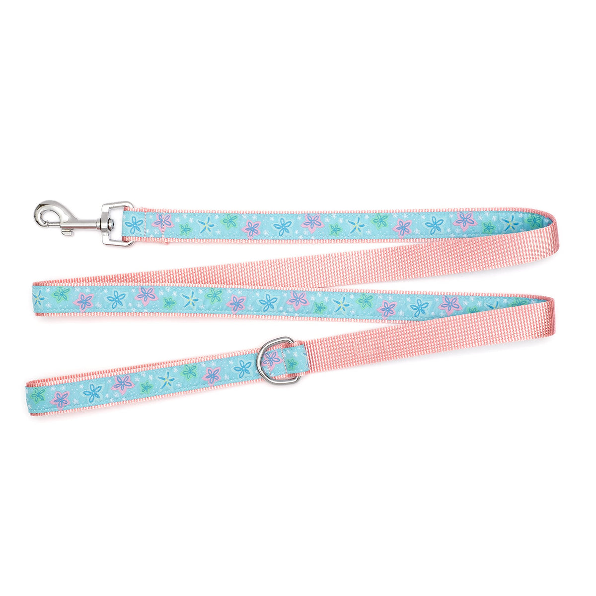 Fashionable Jelly Beans Leash for Dogs, Woven Ribbon, Solid Nickel Plated D-Ring, Blue, Small
