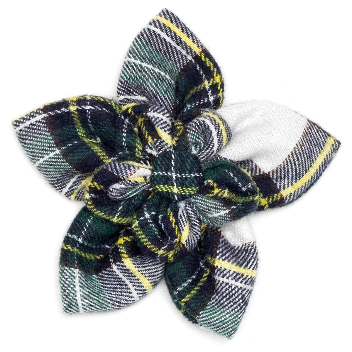 Flower Collar Attachment for Dogs & Cats – Soft Printed Polyester, Touch Fastener, Attaches to Any Collar - Sunflowers Pattern, Blue, Large